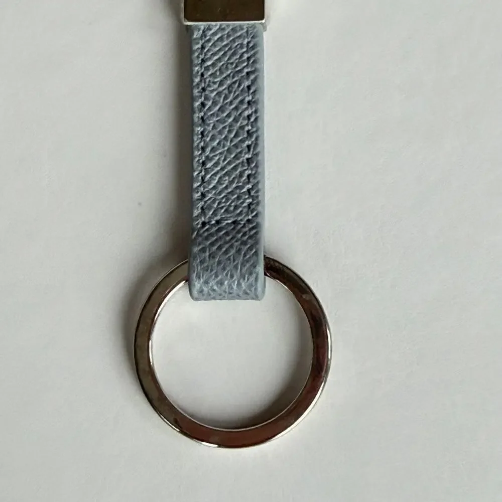 BVLGARI Bulgari Timeless Gray Calf Leather Silver Keychain Keyhold Strap Gift